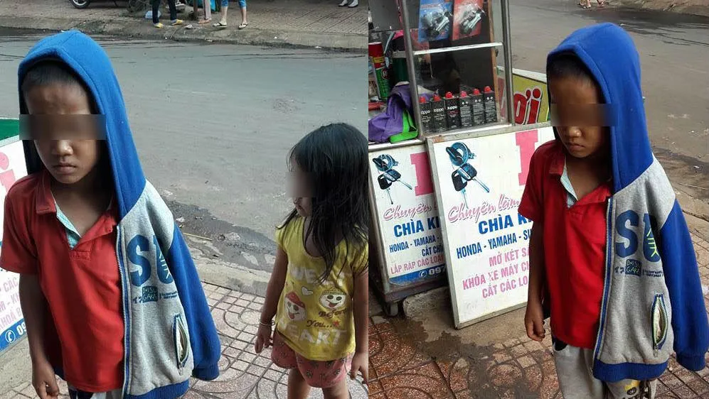 Hình ảnh bé trai bị xích chân đi trên đường khiến nhiều người bất bình