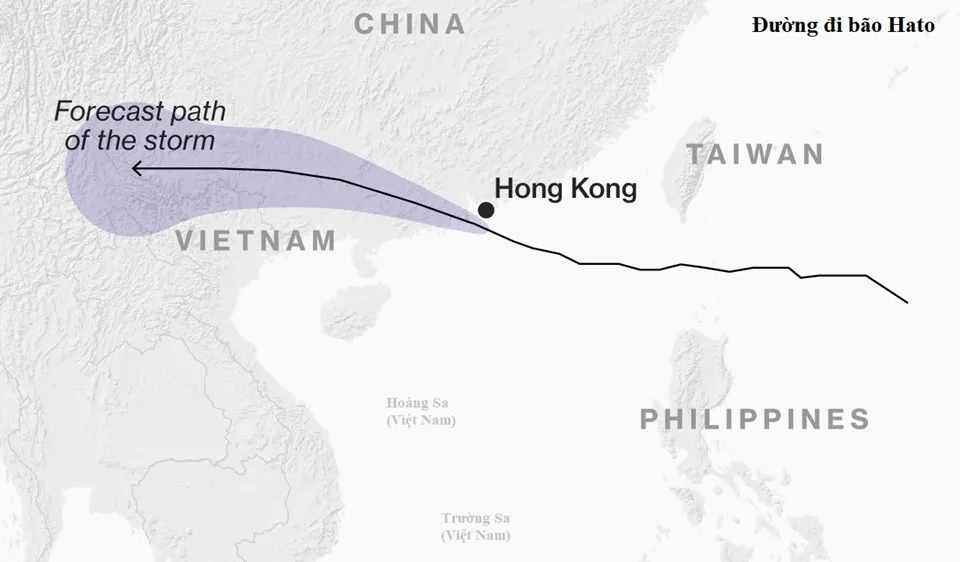 Bão Hato tức cơn bão số 6 suy yếu thành ATNT ảnh hưởng tới Việt Nam. Ảnh: BLOOMBERG