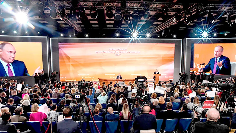Quang cảnh cuộc họp báo thường niên năm 2017 của Tổng thống Putin