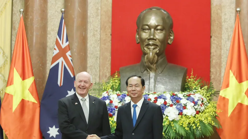 Chủ tịch nước Trần Đại Quang và Toàn quyền Australia Peter Cosgrove tại cuộc hội đàm. Ảnh: VGP