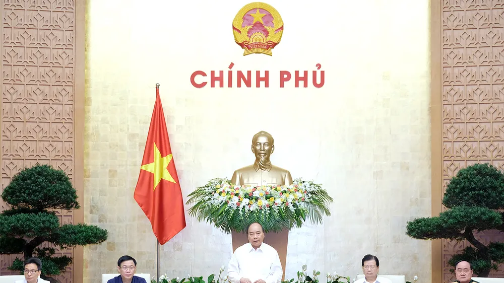  Chính phủ đã họp phiên chuyên đề về công tác xây dựng pháp luật với sự chủ trì của Thủ tướng Nguyễn Xuân Phúc. Ảnh: VGP
