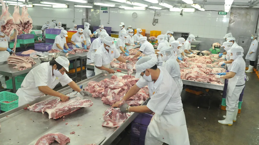  Pha lóc thịt heo tại Công ty Vissan Ảnh: CAO THĂNG