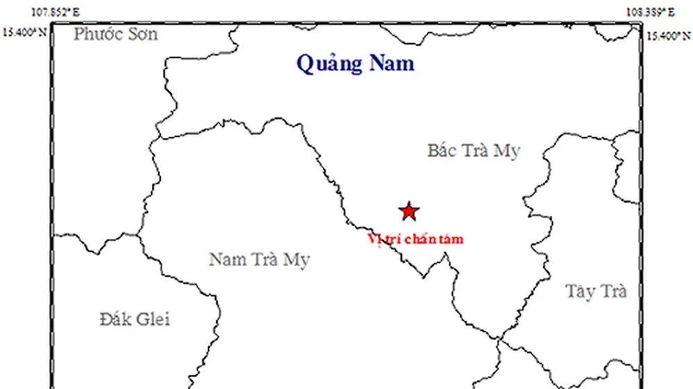 Động đất 3,8 độ richter ở Bắc Trà My