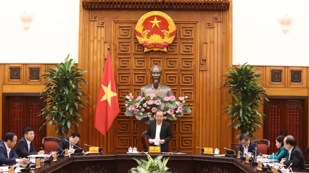  Phó Thủ tướng Thường trực Trương Hòa Bình phát biểu tại buổi làm việc. Ảnh: VGP