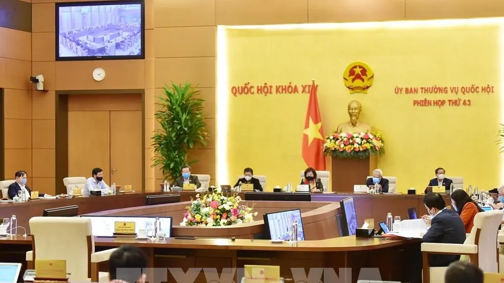 Phiên họp thứ 43, Ủy ban Thường vụ Quốc hội. Ảnh: TTXVN