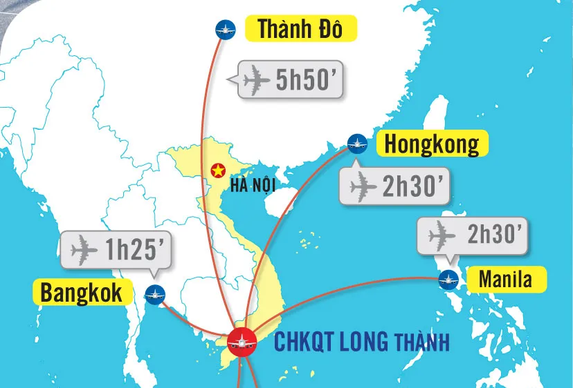 Dự kiến các đường bay quốc tế kết nối sân bay Long Thành