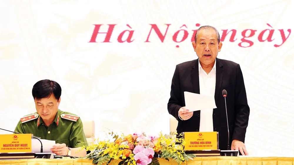 Phó Thủ tướng Thường trực Trương Hòa Bình phát biểu tại hội nghị. Ảnh: TTXVN