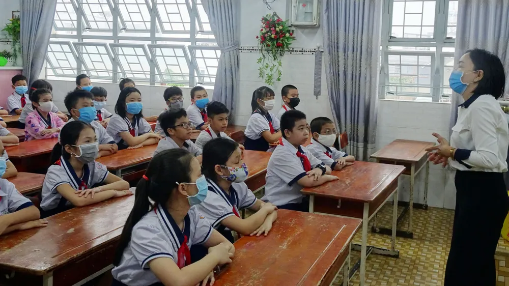 Học sinh Trường Tiểu học An Hội (quận Gò Vấp) trong giờ học năm học 2020-2021 