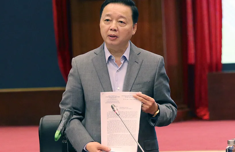 Bộ trưởng Bộ TN-MT Trần Hồng Hà chủ trì cuộc họp với một số hội, hiệp hội doanh nghiệp (DN) về dự thảo nghị định quy định chi tiết một số điều của Luật Bảo vệ môi trường. Nguồn: VIETNAMNET 