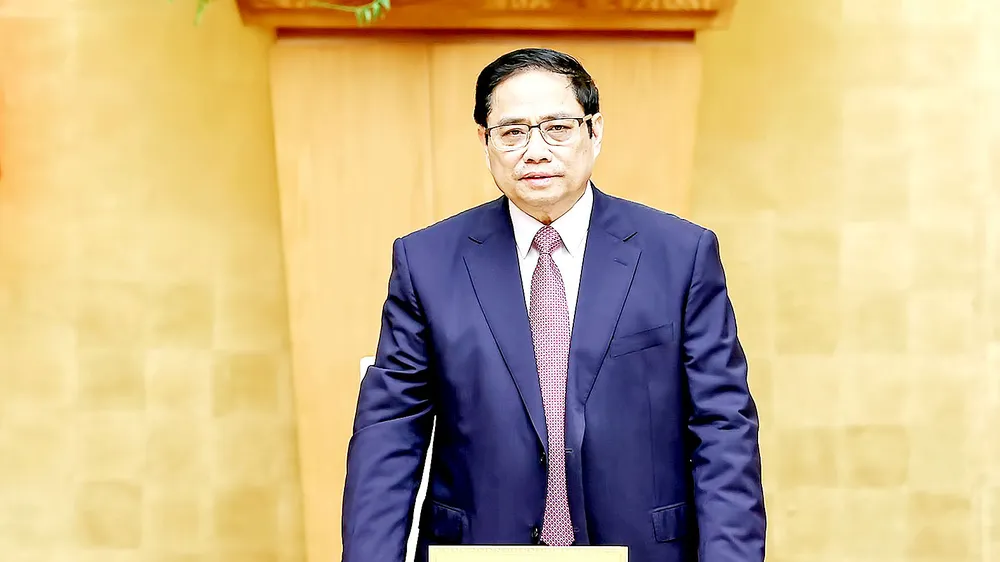 Thủ tướng Phạm Minh Chính kết luận phiên họp Chính phủ chuyên đề pháp luật, xem xét cho ý kiến về các dự án luật và dự thảo nghị quyết của Quốc hội. Ảnh: VIẾT CHUNG