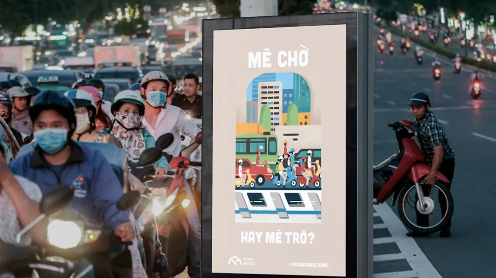 Phối cảnh một poster trong “Mê Trô Mê Phố”