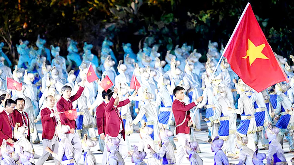 VĐV đấu kiếm Vũ Thành An sẽ cầm cờ cho đoàn thể thao Việt Nam tại lễ khai mạc SEA Games 31. Ảnh: P.NGUYỄN