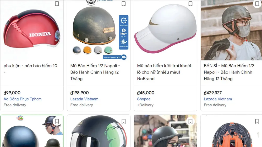 Nón bảo hiểm giá rẻ bán tràn ngập trên mạng