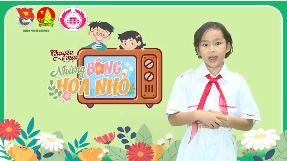 MC nhí dẫn chương trình Những bông hoa nhỏ là gương đội viên tiêu biểu được Hội đồng Đội TPHCM lựa chọn