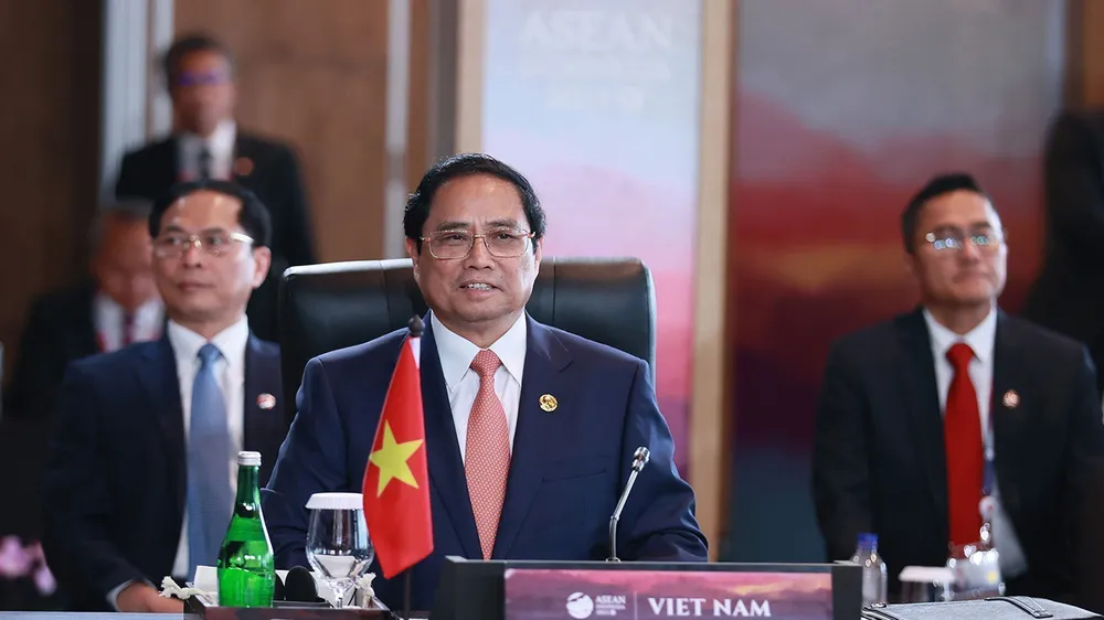 Thủ tướng Phạm Minh Chính tham dự Phiên Đối thoại giữa các lãnh đạo ASEAN và ABAC. Ảnh: TTXVN