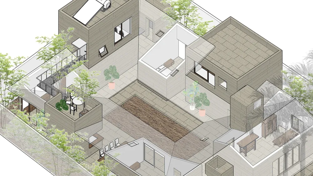 Phối cảnh thiết kế công trình Nhà Hóc Môn. Ảnh: TAA Design