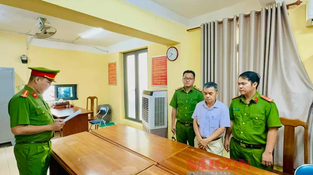 Bị can Phạm Xuân Lộc tại cơ quan công an