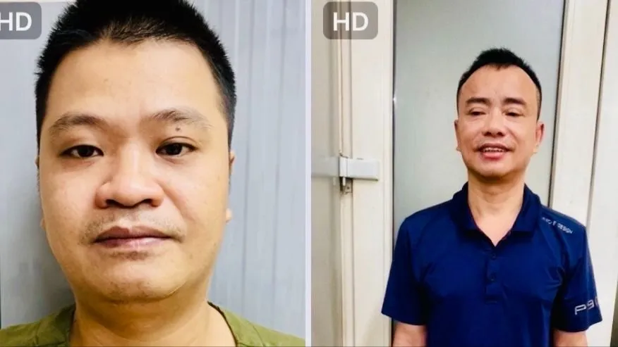 Tuấn và Thắng (từ trái qua phải) tại cơ quan công an