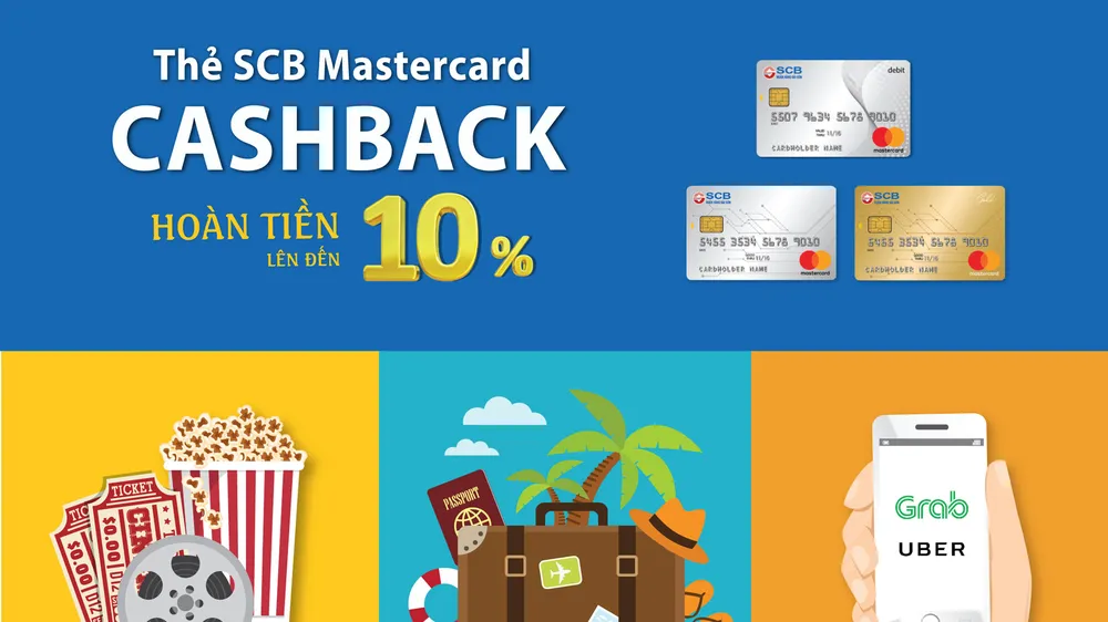 SCB hoàn tiền đến 10% tất cả giao dịch khi thanh toán bằng Thẻ Quốc tế SCB Mastercard Cashback 