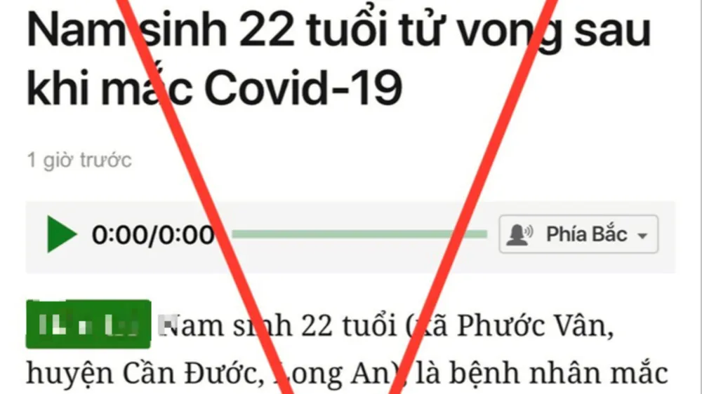  Thông tin nam sinh 22 tuổi mắc Covid-19 tử vong tại TPHCM đăng trên báo Dân trí là sai sự thật