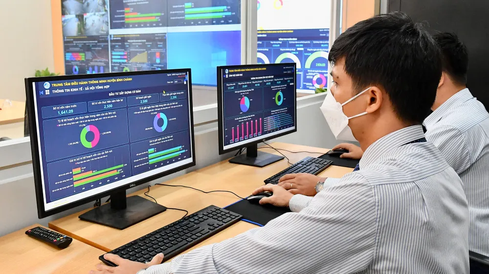 Trung tâm điều hành thông minh huyện Bình Chánh (TPHCM) ra mắt vào tháng 4-2022. Ảnh: VIỆT DŨNG