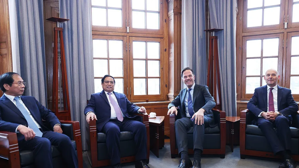 Thủ tướng Phạm Minh Chính hội đàm với Thủ tướng Mark Rutte. Ảnh: TTXVN
