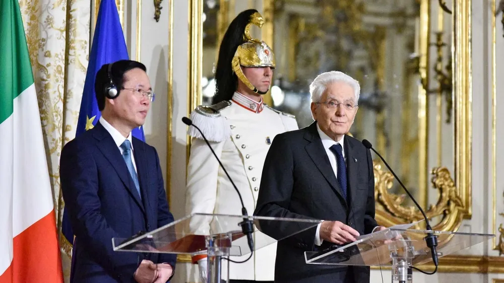  Chủ tịch nước Võ Văn Thưởng và Tổng thống Sergio Mattarella chủ trì họp báo chung. Nguồn: VOV