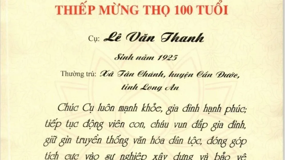Cụ ông ở Long An được Chủ tịch nước chúc thọ 100 tuổi