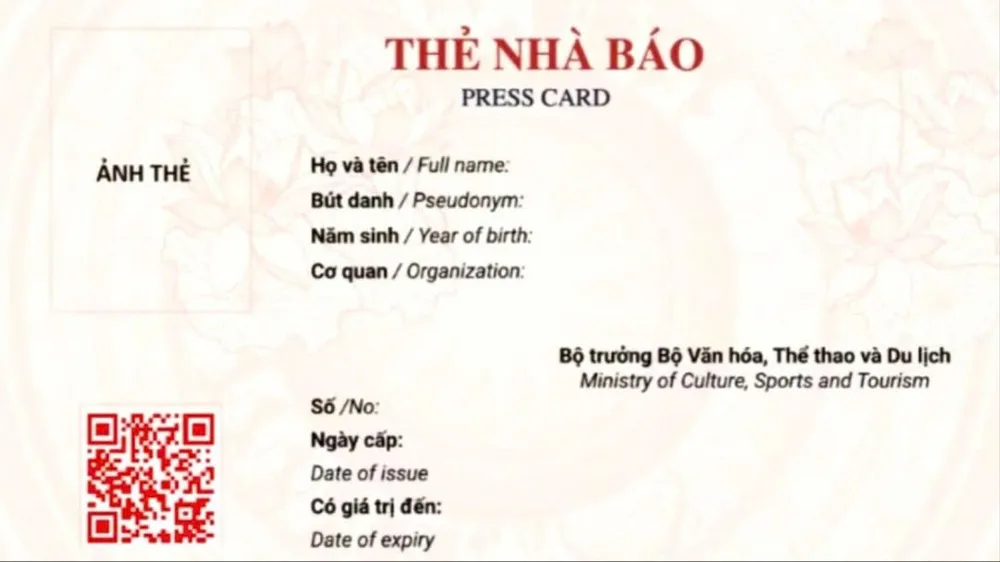 Mẫu thẻ nhà báo mới công bố
