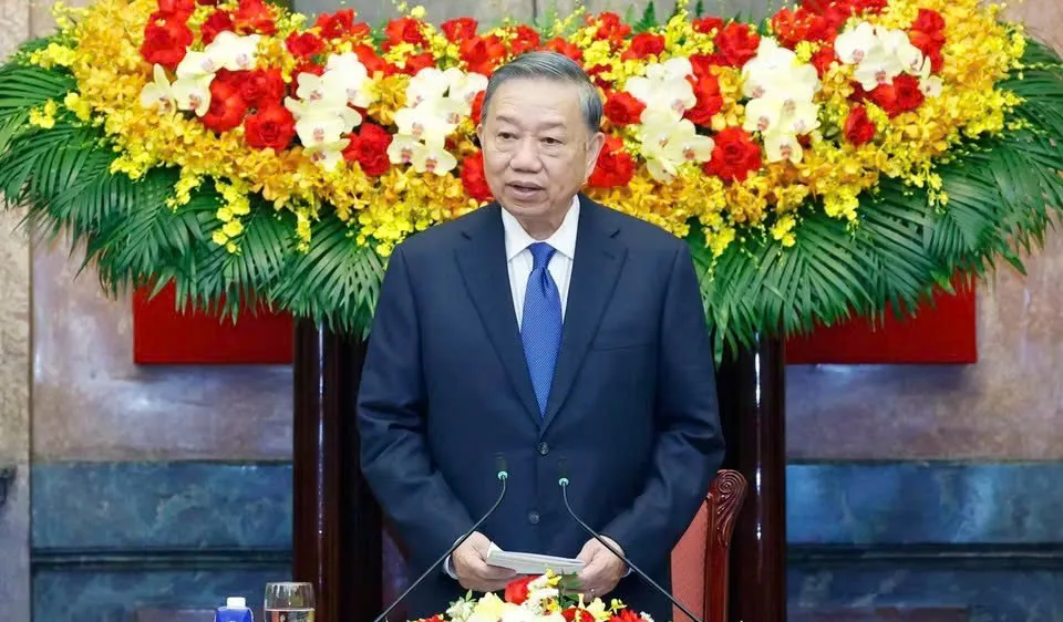 Tổng Bí thư, Chủ tịch nước Tô Lâm phát biểu tại buổi tiếp các trưởng đoàn tham dự Diễn đàn Tương lai ASEAN 2026 . Ảnh: TTXVN
