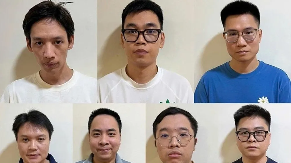 7 bị can trong vụ án. Ảnh: Bộ Công an
