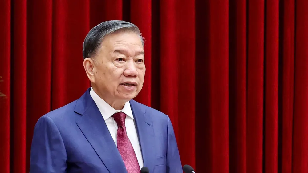 Tổng Bí thư, Chủ tịch nước Tô Lâm phát biểu khai mạc Hội nghị lần thứ 3 Ban Chấp hành Trung ương Đảng khóa XIV. Ảnh: VIẾT CHUNG