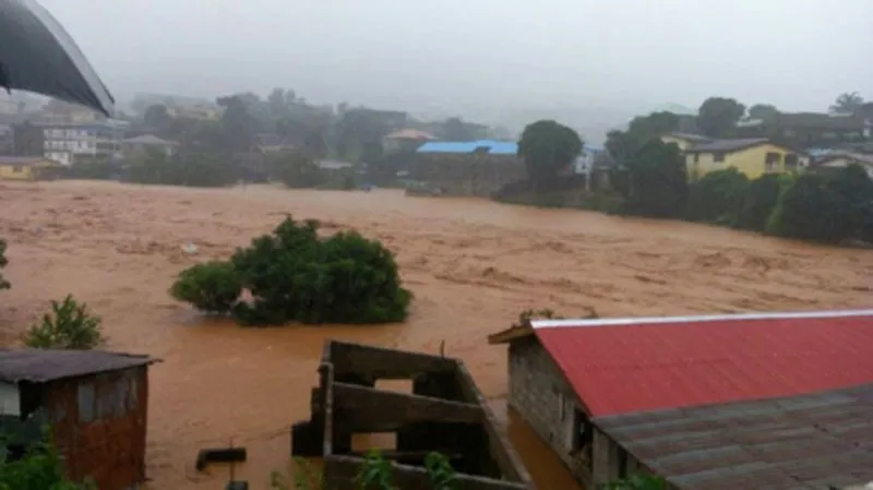 Lũ lụt ở Sierra Leone. Ảnh: AP.