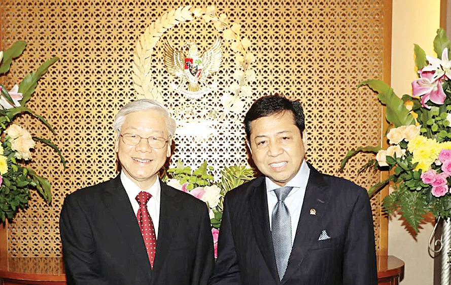 Tổng Bí thư Nguyễn Phú Trọng hội kiến với Chủ tịch Hội đồng Đại biểu Nhân dân Indonesia Setya Novant