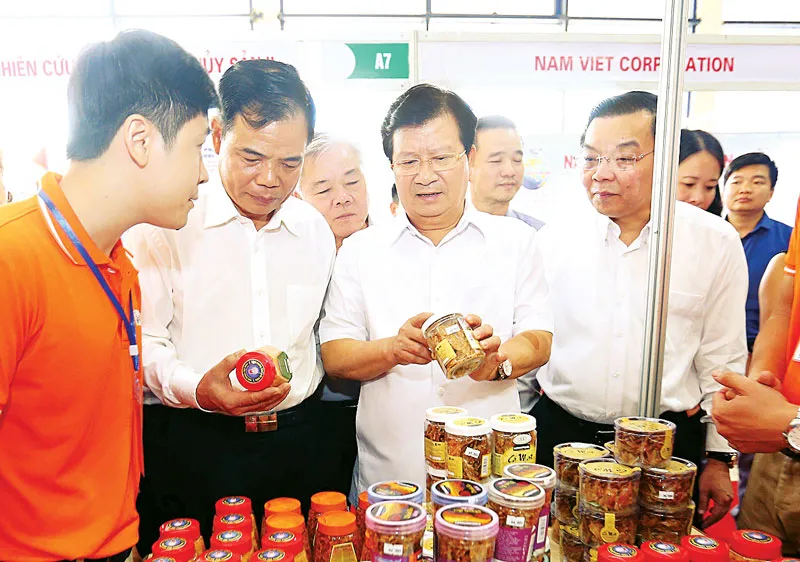 Phó Thủ tướng Trịnh Đình Dũng thăm các gian hàng tại Hội chợ cá tra và các sản phẩm thủy sản Việt Nam