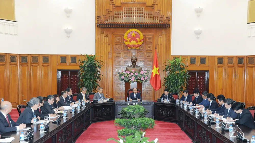 Thủ tướng Nguyễn Xuân Phúc tiếp đoàn đại biểu Liên đoàn Các tổ chức kinh tế Nhật Bản. Ảnh: VGP