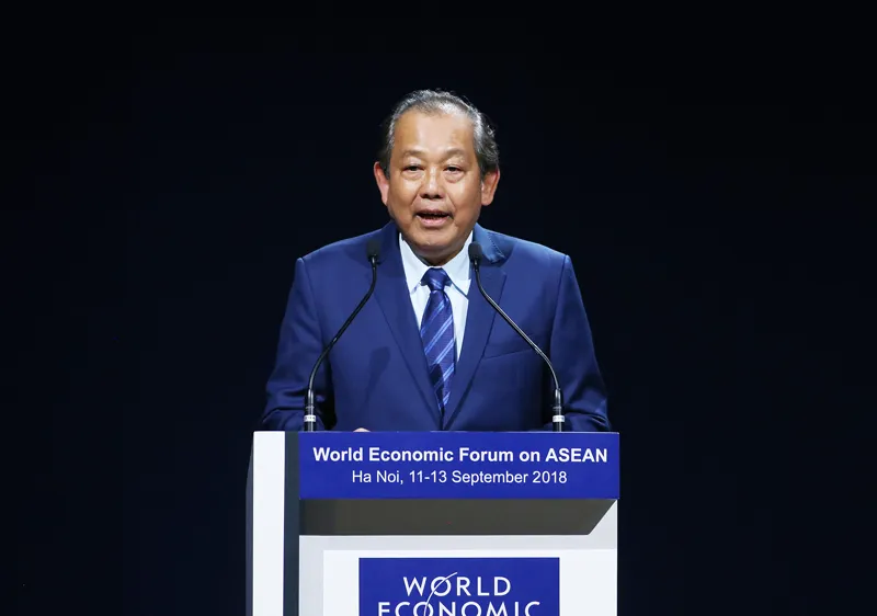 Phó Thủ tướng Trương Hòa Bình phát biểu bế mạc Hội nghị WEF ASEAN 2018. Ảnh: VGP