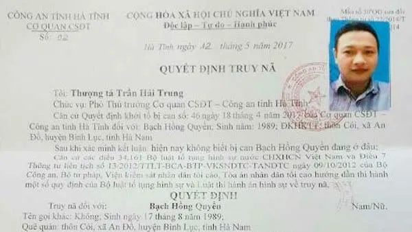 Truy nã bị can cầm đầu Bạch Hồng Quyền