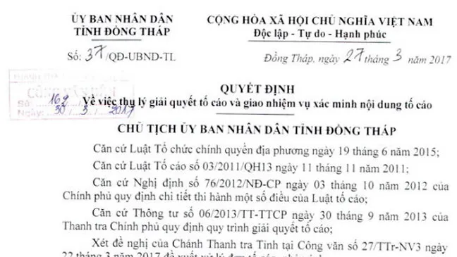 Vụ lộ thông tin người tố cáo: Chủ tịch UBND tỉnh Đồng Tháp nhận sai