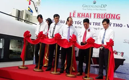 Tiền Giang- Bến Tre khai trương tuyến tàu cao tốc ra Vũng Tàu. Ảnh: VOV