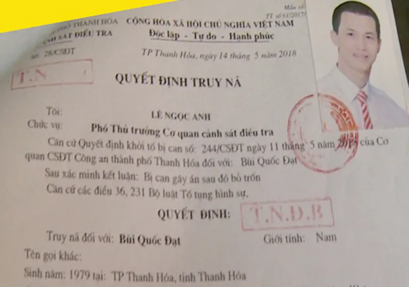 Quyết định truy nã đối tượng Bùi Quốc Đạt 