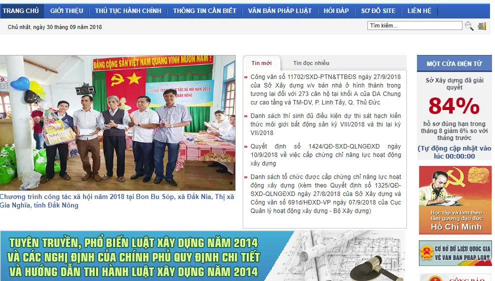 Trang web Sở Xây dựng TPHCM
