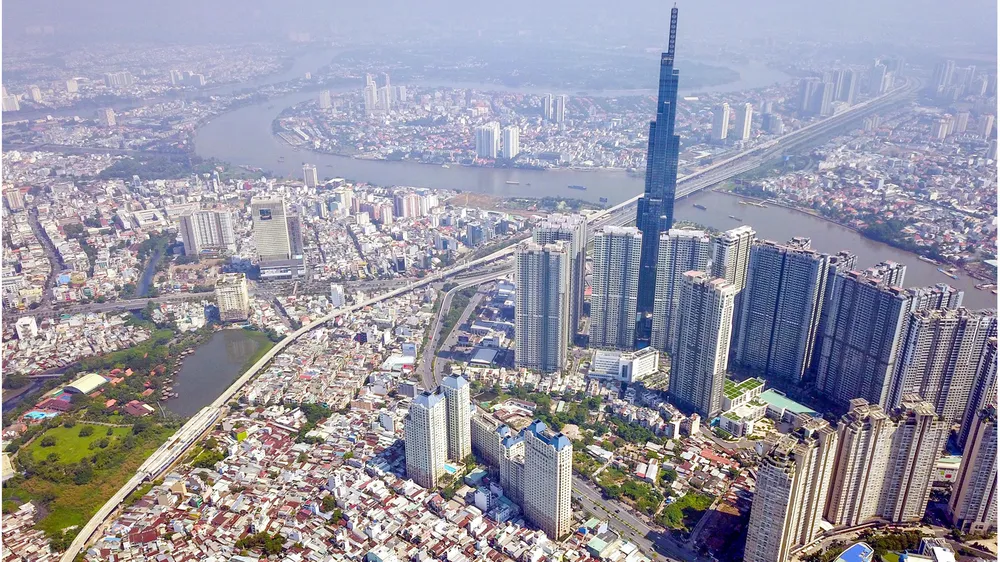 Tuyến Metro Bến Thành - Suối Tiên đoạn đi qua sông Sài Gòn. Ảnh: HOÀNG HÙNG