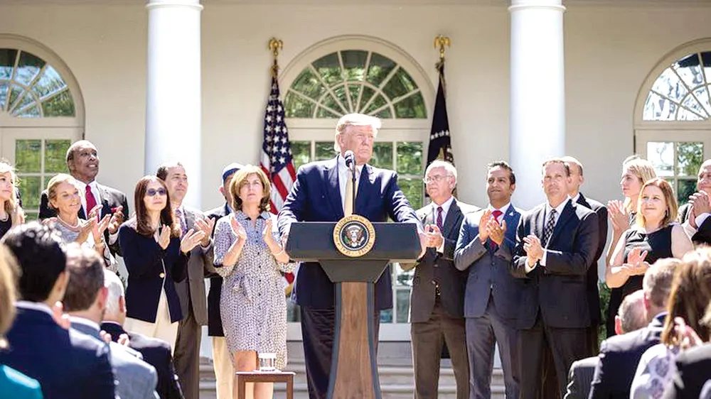 Tổng thống Mỹ Donald Trump phát biểu tại Nhà Trắng