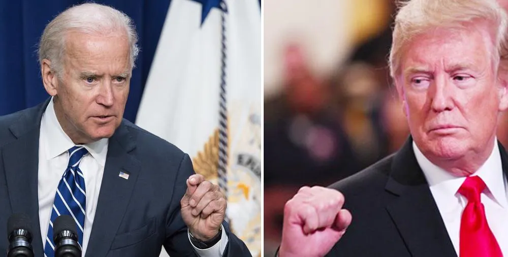 Ông Joe Biden (trái) và Tổng thống Donald Trump