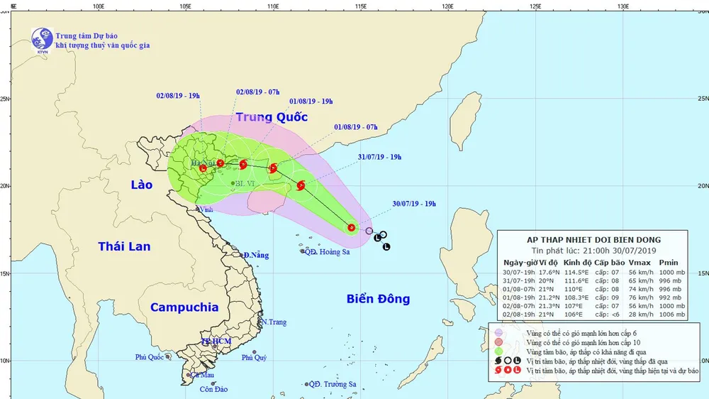 Chùm ảnh đường đi và vị trí cơn bão. Ảnh: Trung tâm Dự báo khí tượng thủy văn quốc gia