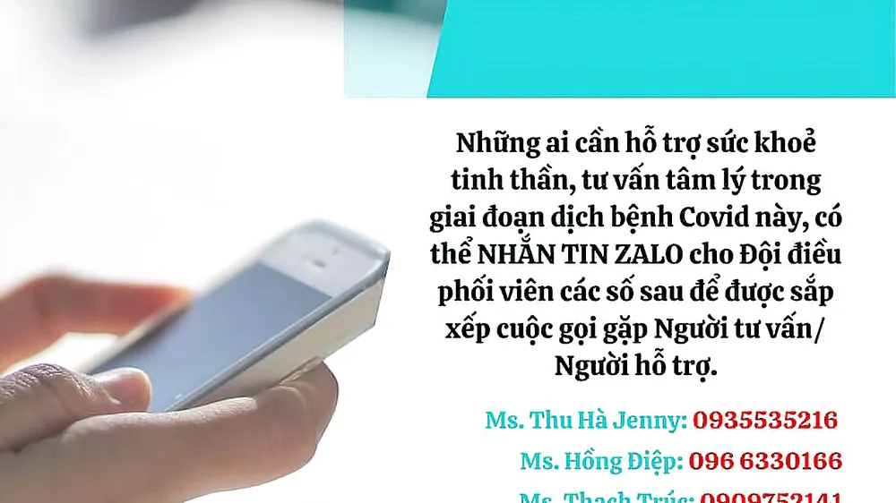 Người dân cần hỗ trợ tư vấn về tâm lý hãy gọi đến số điện thoại trên poster của nhóm “Tạo dựng tinh thần yên ổn”