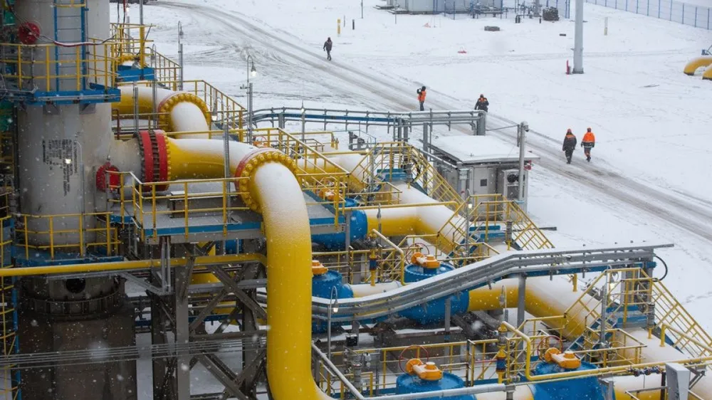 Trạm Gazprom PJSC Slavyanskaya, điểm bắt đầu của đường ống dẫn khí Dòng chảy phương Bắc 2 ở Ust-Luga, Nga vào tháng 1-2020. Ảnh: Bloomberg