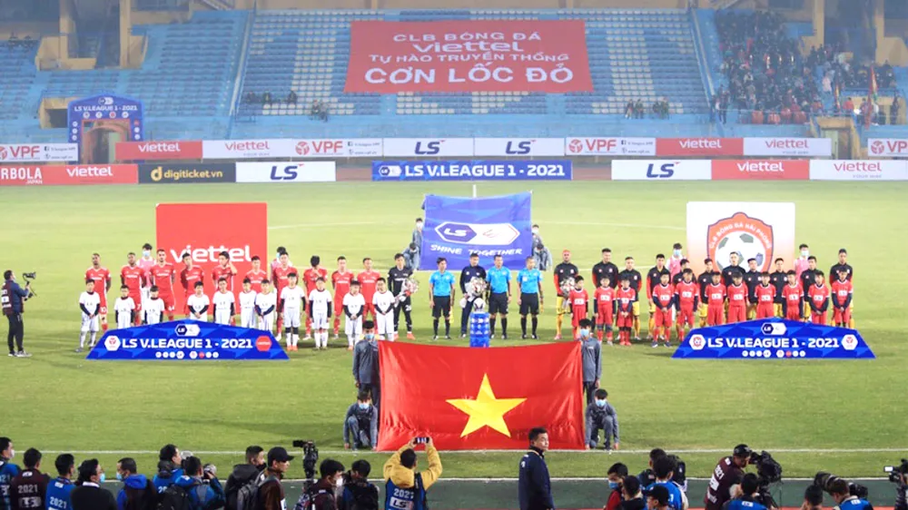 Trận đấu giữa Viettel và Hải Phòng tại LS V-League 2021.