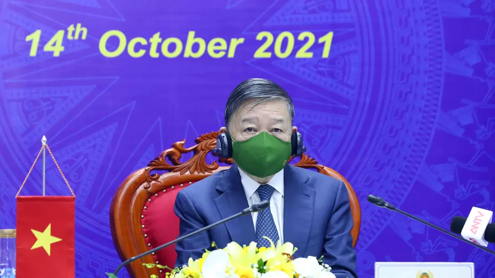 Đại tướng Tô Lâm, Bộ trưởng Bộ Công an, Trưởng đoàn Việt Nam phát biểu tại Hội nghị AMMD 7. Ảnh: VGP
